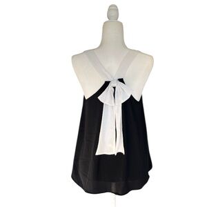 Elegant Black and White Bow Back Top
